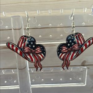 American Flag Cowboy Hat Earrings